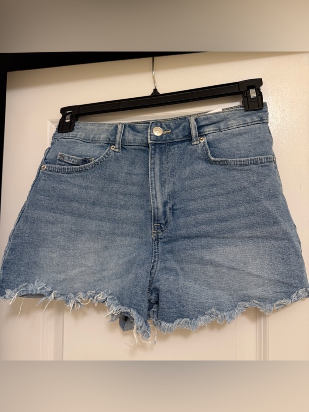 H&M High-Rise Light Blue Denim Shorts